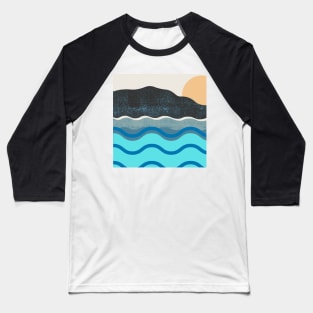 Landscape Textured Collage of Mountain, Sea and Sun Baseball T-Shirt